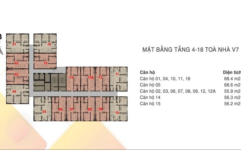 mặt bằng tòa V7 the vesta tầng 4 – 18